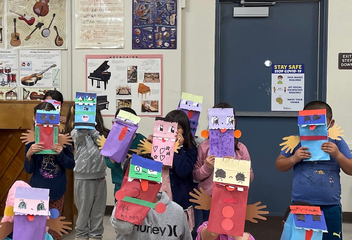 Paper bag monster puppets with first graders. #art #TheArtsMustGoOn #elementaryart #teachers