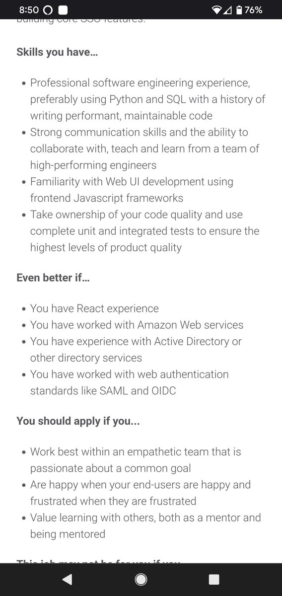 We're hiring Software Engineers for our team at <a href="/duosec/">Duo Security</a> If you or someone you know is interested, DM me for a quick chat :) 

The role can be fully remote (based in the US) or hybrid in one of our office locations (Austin, Ann Arbor, San Francisco)

💚