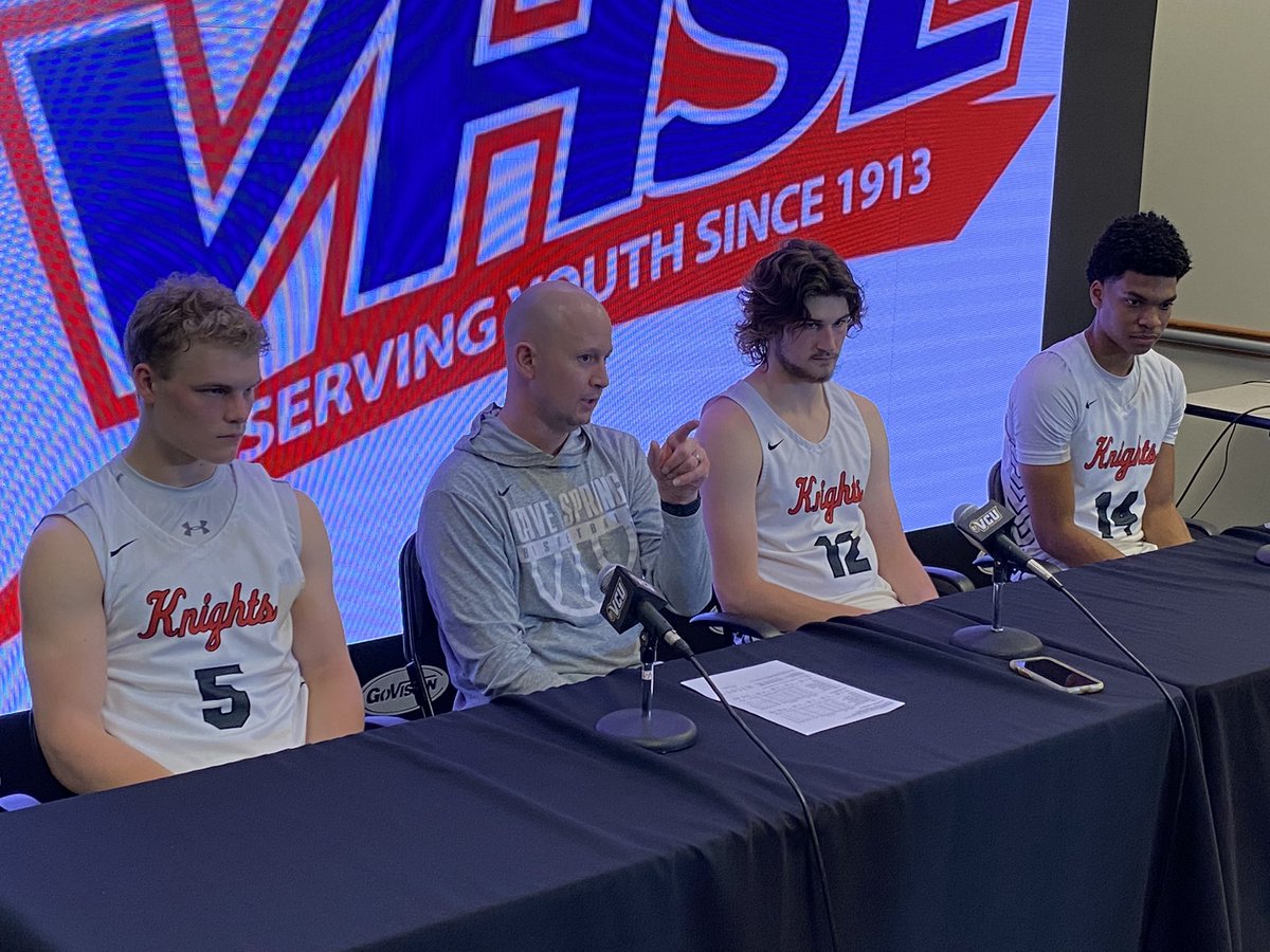 The champs are here! <a href="/CoachGruse/">Jacob Gruse</a> and the leaders of Cave Spring talking to the media after their Class 3 title win. I’ll have full coverage tonight at 11! <a href="/13Sports/">ABC13 Sports</a> #ABC13FCP