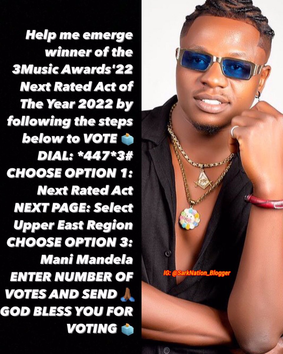 YakubuAdizono's tweet photo. Kindly vote for @ManiMandela
#3MusicAwards22 #nextRatedAct #uppereast https://t.co/rIEIf4TIHS