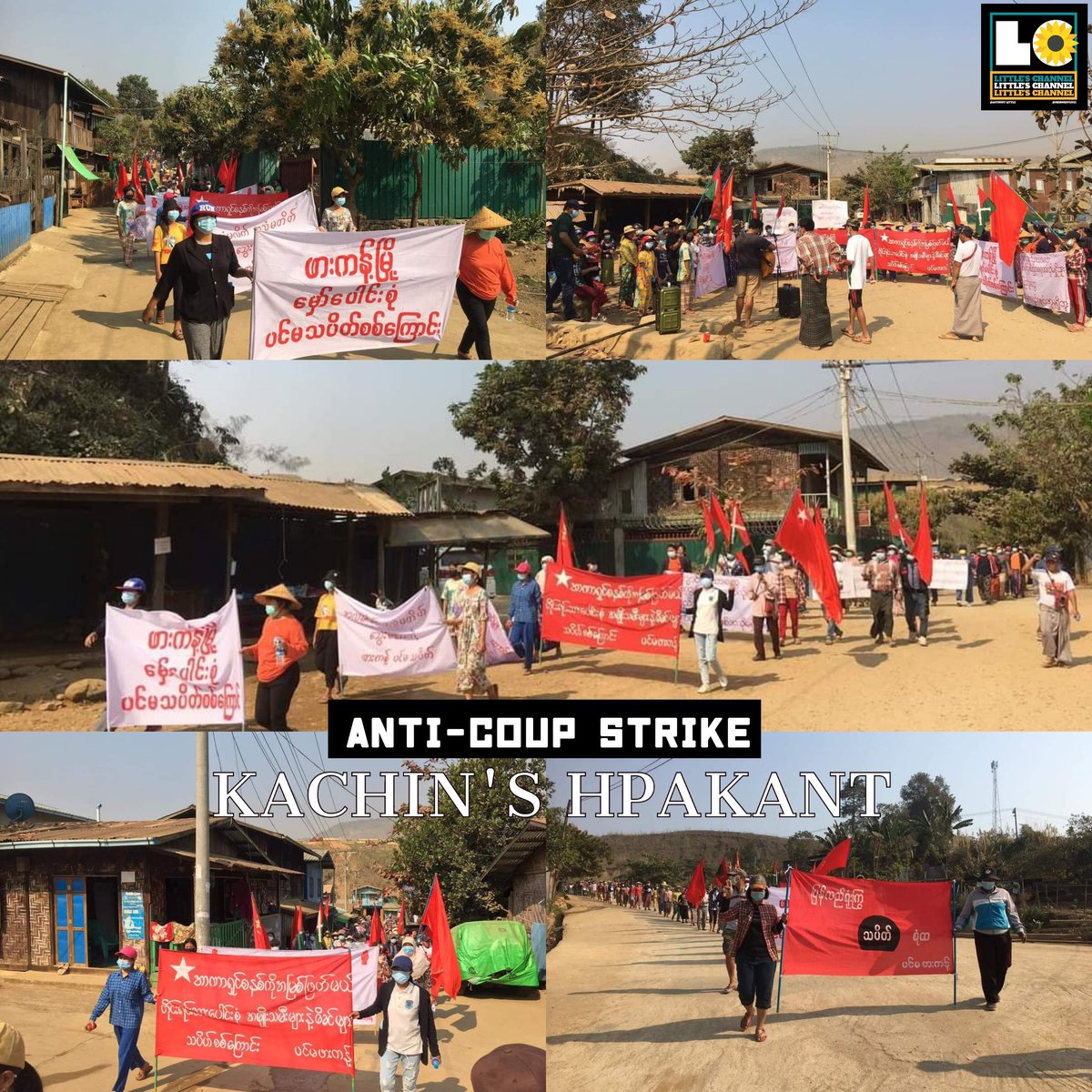 Anti-coup revolutionary coalition strike in Kachin's Hpakant Twp as a daily basis and in support of KIA, PDF and <a href="/NUGMyanmar/">National Unity Government Myanmar</a> without a day off, despite #InternetShutdown. 🪧

#2022Mar11Coup #VillagesBurntDownByJunta #WhatsHappeningInMyanmar