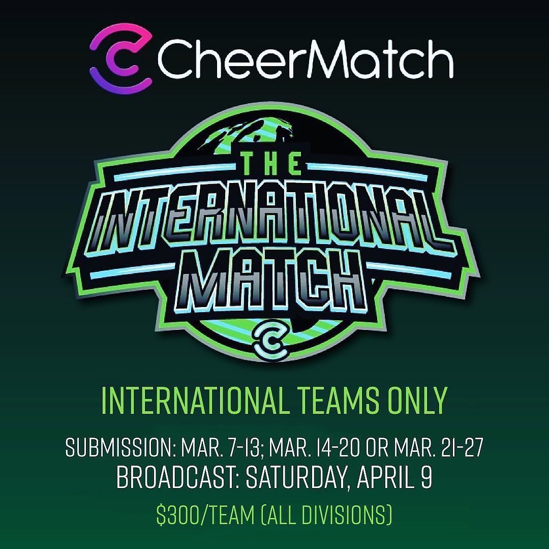 cheermatch's tweet photo. Coming this Spring, teams from across the globe will get the opportunity to compete on the international score sheet without having to leave their home gym.
More info: https://t.co/gIlows61PL
#CheerMatch #CompeteAnywhere https://t.co/t8o5yUsIAH
