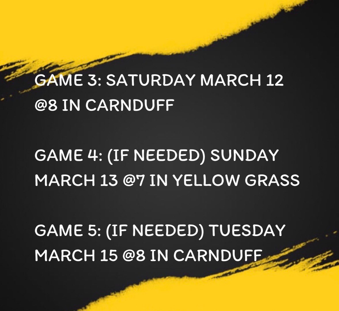 Our updated schedule vs. Carnduff
