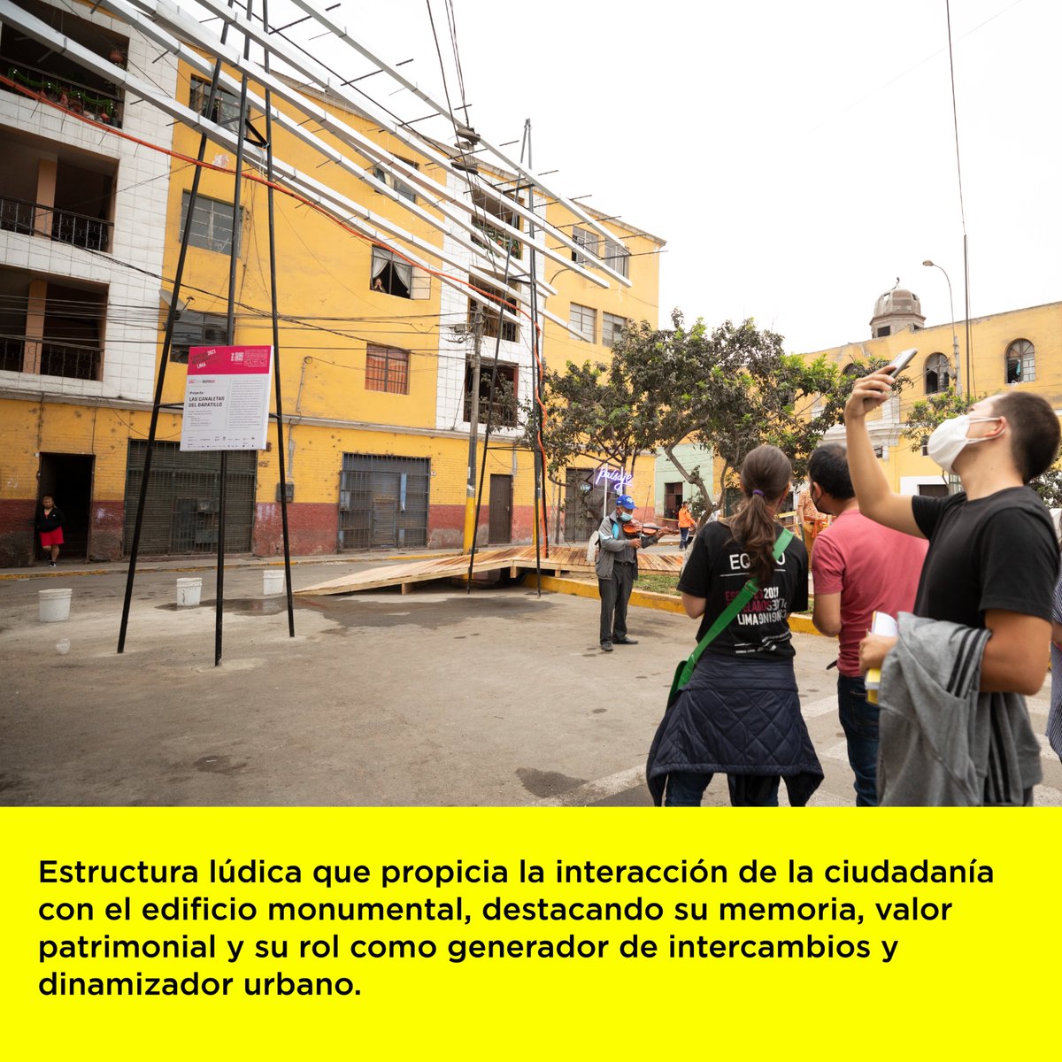 EspaciosRevLima's tweet photo. Estructura lúdica que propicia la interacción de la ciudadanía con el edificio monumental.

Organizan: @SiemensStiftung y @CCUPacifico
Colaboran: Goethe-Institut Perú, Municipalidad de Lima, Municipalidad del Rímac, Prolima, Layher, @CCulturalUNMSM y @UNMSM_ https://t.co/sDT6Z4JbkJ