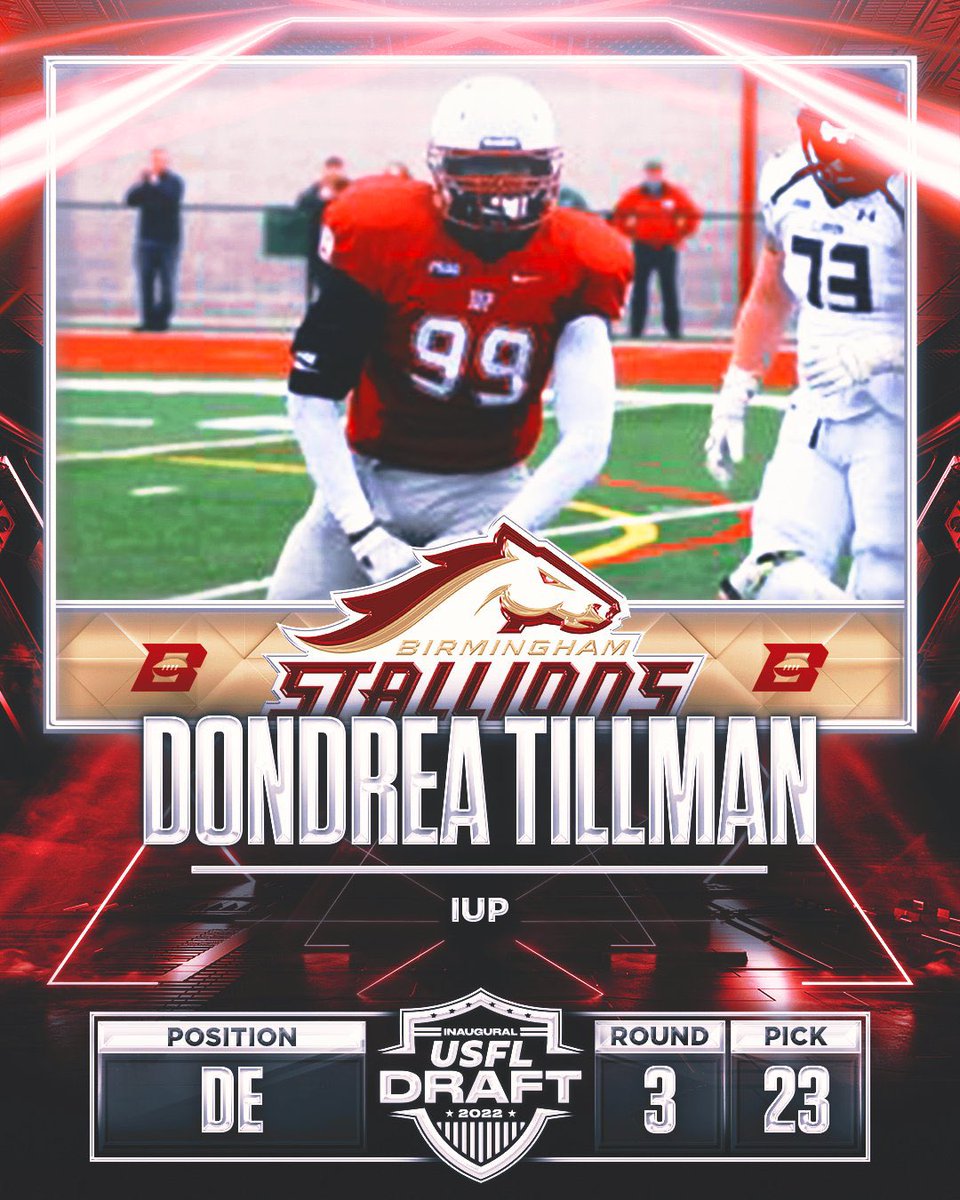 Former <a href="/IUPfootball/">IUP Football</a> DE Dondrea Tillman has been selected by the Birmingham Stallions in the USFL supplemental draft.