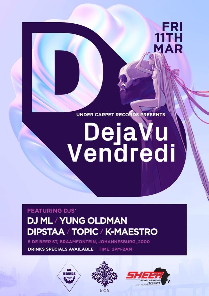 inv_dj's tweet photo. Under Carpet Records presents The third installation of #DejavuVendredi (Dejavu Friday)
Deep House / Tech / Afro / Soulful
See you on the dancefloor.
#UnderCarpetRecords 
#SheerPublishingAfrica
#Kitcheners
#WakeNBake 
#SubsessionsLive https://t.co/Lcl1Eg7ctE