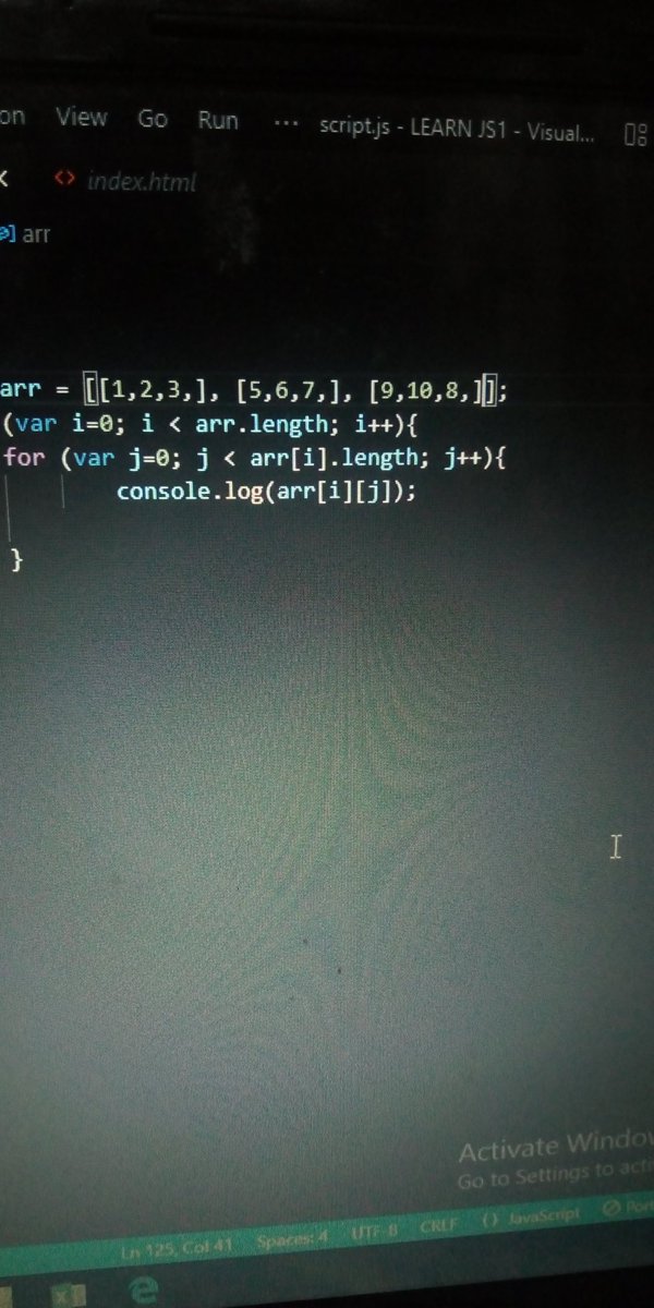 NoraKings1's tweet photo. Day 35: I learned about loops, break, continue, tenary operators etc. I loop through and array and displayed it in my console. #100Devs #100DaysOfCode #WomenWhoCode @philemonfaith @longspemun @rocketsoftltd https://t.co/wj6iI7CEQp