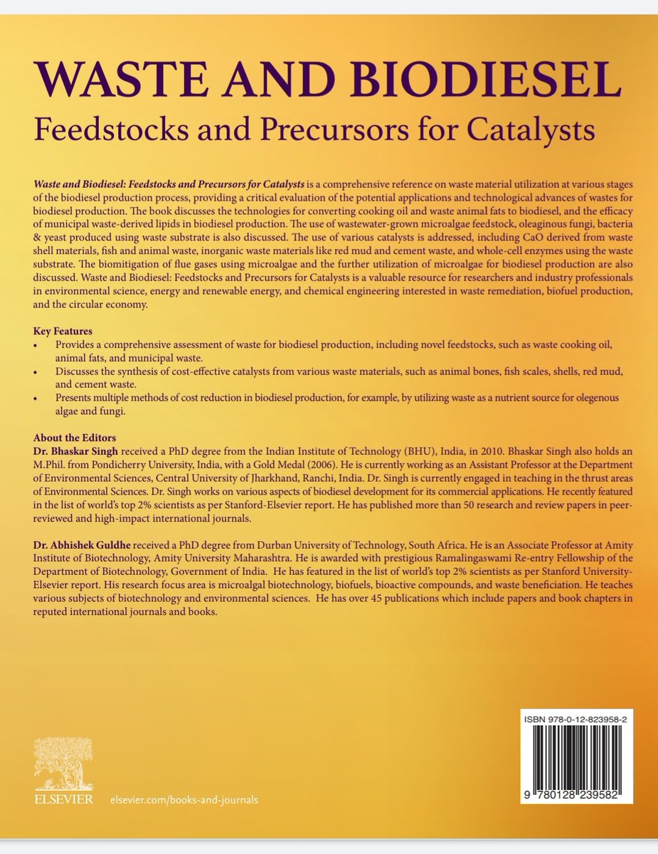 abhiguldhe's tweet photo. Happy to share my edited book "Waste and Biodiesel: Feedstocks and precursors for catalysts" is published by Elsevier. #Biofuel #Biodiesel #Biotechnology #wastemanagement 

https://t.co/FjgDQ4u2xr https://t.co/trkoRZ1uiQ