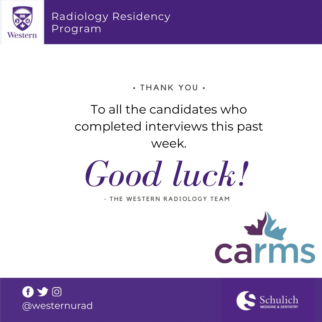 THANK YOU ✨ It was a pleasure to meet all the candidates over the past week for their CARMS interviews. Best of luck with your remaining interviews, and we look forward to match day. - The #WesternURad Team