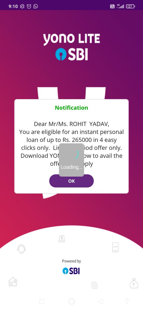 ashishjain1987's tweet photo. @YonosbiC @TheOfficialSBI getting notification for loan with different person name in every 20 second. What is this bug ?? Please stop it immediately. #SBI https://t.co/dILZSuSJ0u