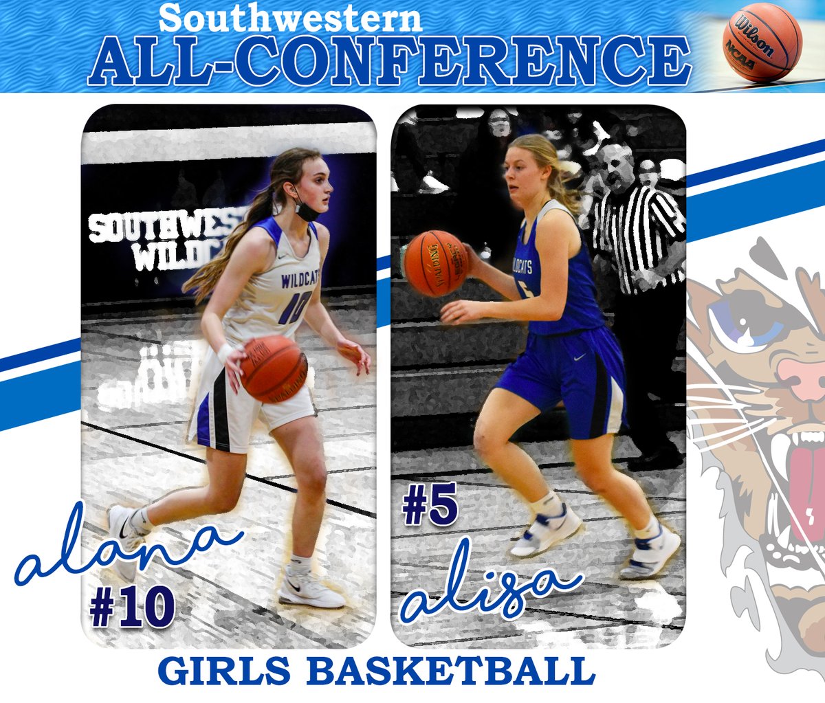 WildcatsSW's tweet photo. CONGRATULATIONS to our Girl's Basketball 2021-22 SWWAL All-Conference recipients!
Senior Alisa Ramaker and Sophomore Alana Splinter both were chosen for All-Conference Honorable Mention.
We are proud of these ladies for this great accomplishment!
#SWWildcatPride https://t.co/VkrzdxHTQa