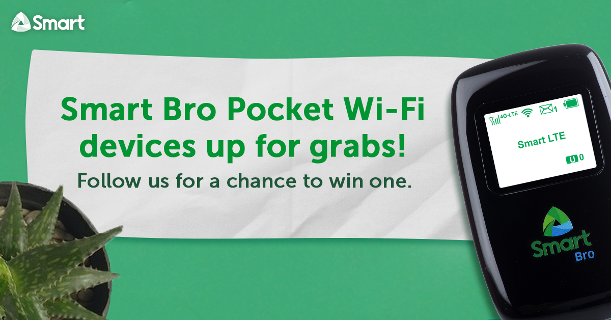 LiveSmart's tweet photo. Get a chance to win a Smart Bro Pocket Wi-Fi in 2 easy steps:
 
🎁 Follow us on Twitter
🎁 Quote Tweet this with #LiveSmartOnTwitter and tag 5 friends who also follow @livesmart

We'll choose a winner tonight! https://t.co/gFvrGlmsv9