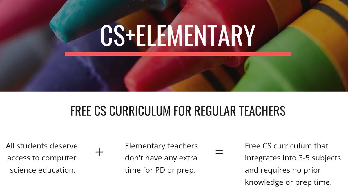 @PowayUnified @PowayCTE CS education at the elementary level can help us build a strong diverse CS community at the secondary level. Check out bitly.com/cspluselementa… for 3rd-5th grade curriculum teachers can implement w/o extra prep! @CSTASanDiego @BethSimonCS #cssand #cs