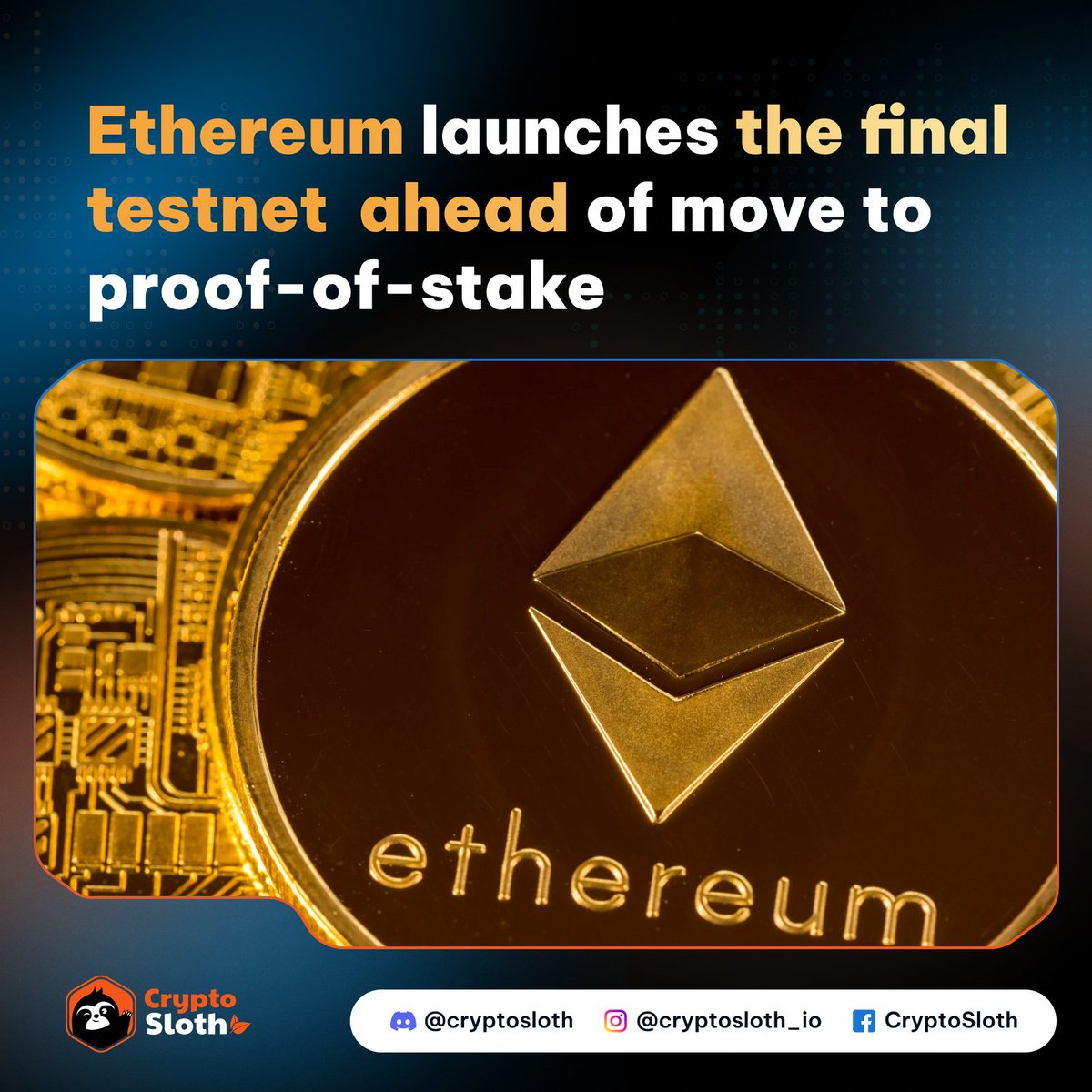 CryptoSloth_io's tweet photo. 𝗘𝘁𝗵𝗲𝗿𝗲𝘂𝗺 𝗟𝗮𝘂𝗻𝗰𝗵𝗲𝘀 𝗧𝗵𝗲 𝗙𝗶𝗻𝗮𝗹 𝗧𝗲𝘀𝘁𝗻𝗲𝘁 𝗔𝗵𝗲𝗮𝗱 𝗢𝗳 𝗠𝗼𝘃𝗲 𝗧𝗼 𝗣𝗿𝗼𝗼𝗳-𝗼𝗳-𝗦𝘁𝗮𝗸𝗲
#ethereum #bitcoinmining #bitcoins #metaverse #cryptonews #bitcoinprice #ethereumclassic  #blockchain 
👉 Please Check out  https://t.co/sNKbSuYdKI for more https://t.co/shaDjX818J