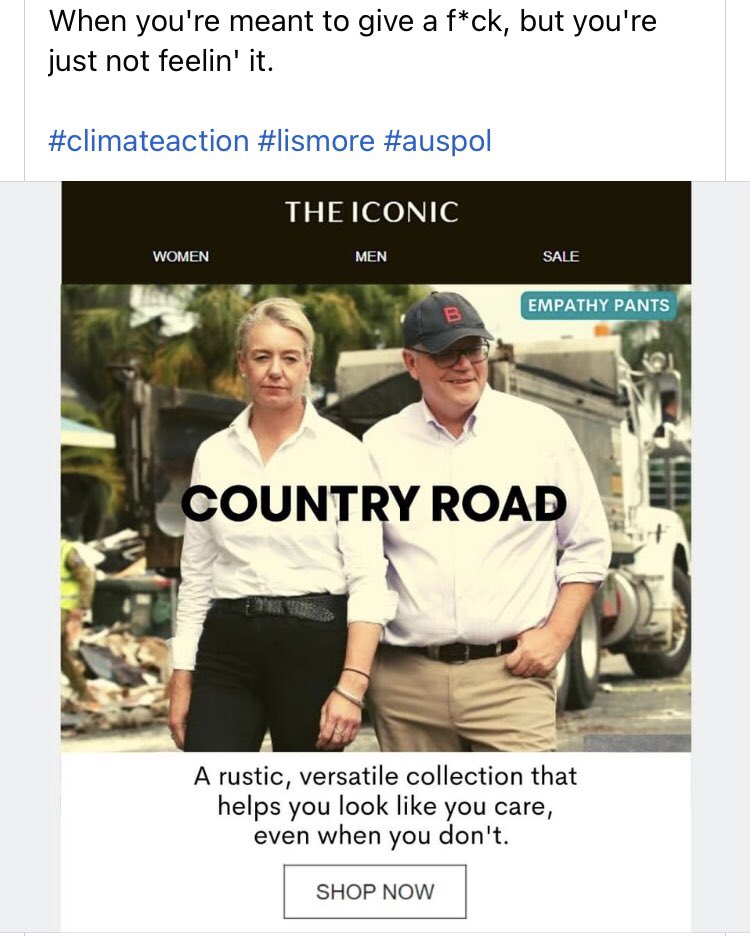 Brucekoalaandco's tweet image. “Empathy pants”,been trying to find a descriptive term for those pants that sit under his well nourished belly. Coming to a Liberal Party pre selection event very soon! #auspol #bridgetovertroubledwaters #scottyfromphotoops #Climatecrisis #LismoreFloods2022 #LNPClimateCriminals