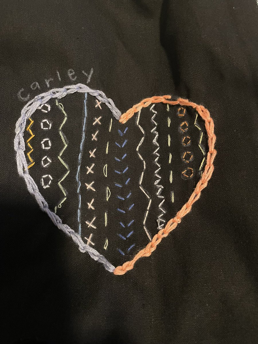 teachthemART's tweet photo. Late post : I want to brag on some of my 6th graders and their embroidery projects! I had so many good ones it was hard to choose!!! But they learned so much about textiles over the last few weeks I have been dying to show these off!! @TISDTIS #artisreal #textileart #embroidery https://t.co/vL2E8ST2XY