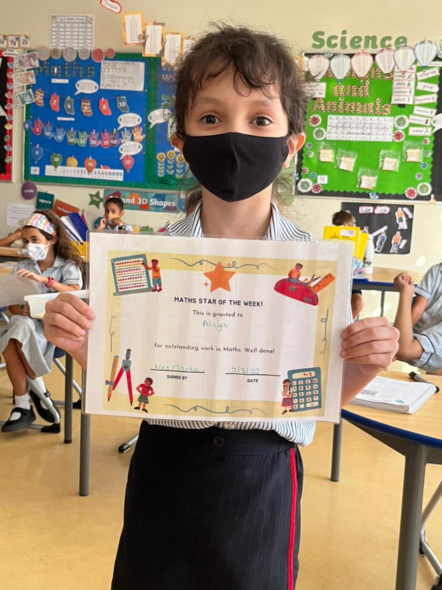 Well done to our Year 2 Maths Star of the Week. Keep up the amazing work in fractions Aliyah! <a href="/DBSJP_Maths/">DBSJP | Maths</a> <a href="/DubaiBritishJP/">DBS Jumeirah Park</a> <a href="/Taaleem/">Taaleem</a> #BeginsAtDBSJP 🍎