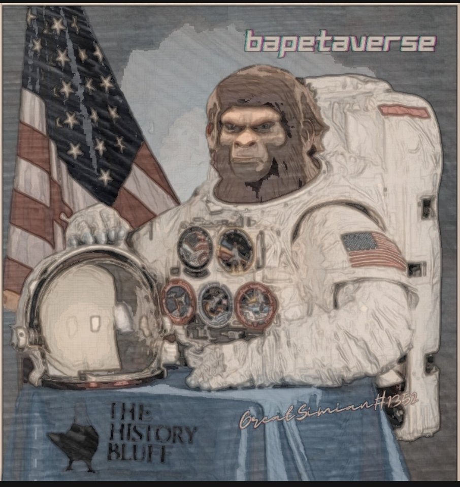 NFTCryptoClash's tweet photo. @bapetaverse This is one of my fan arts bape fan, I used my 10.3k follower to support you guys, my discord name is GreatSimian#1352 https://t.co/CQ6M5AWI8H