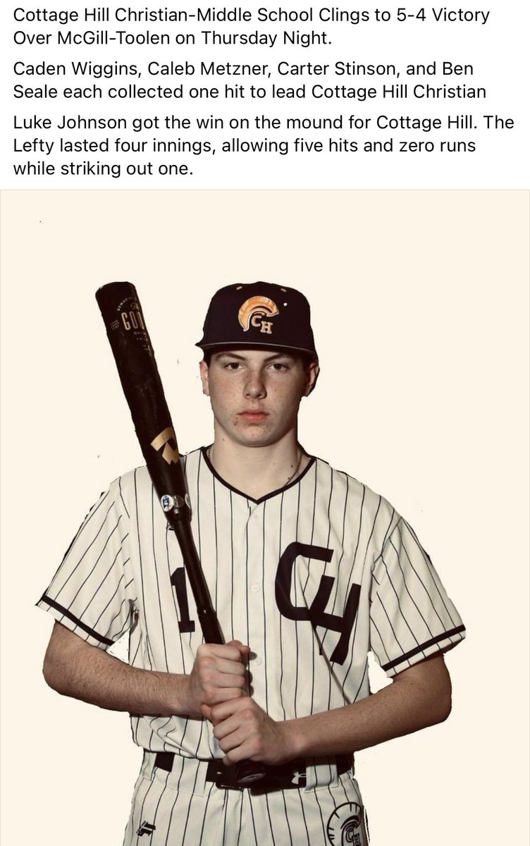 Great week thus far for <a href="/CHCA_Baseball/">CHCA Baseball ⚾️ 3A-A1</a> 💪🏼⚾️

V- with the “W” in Uriah 
JV- with the “W” vs Citronelle
MS- with the “W” over McGill T

#WarriorWay #onepitchatatime