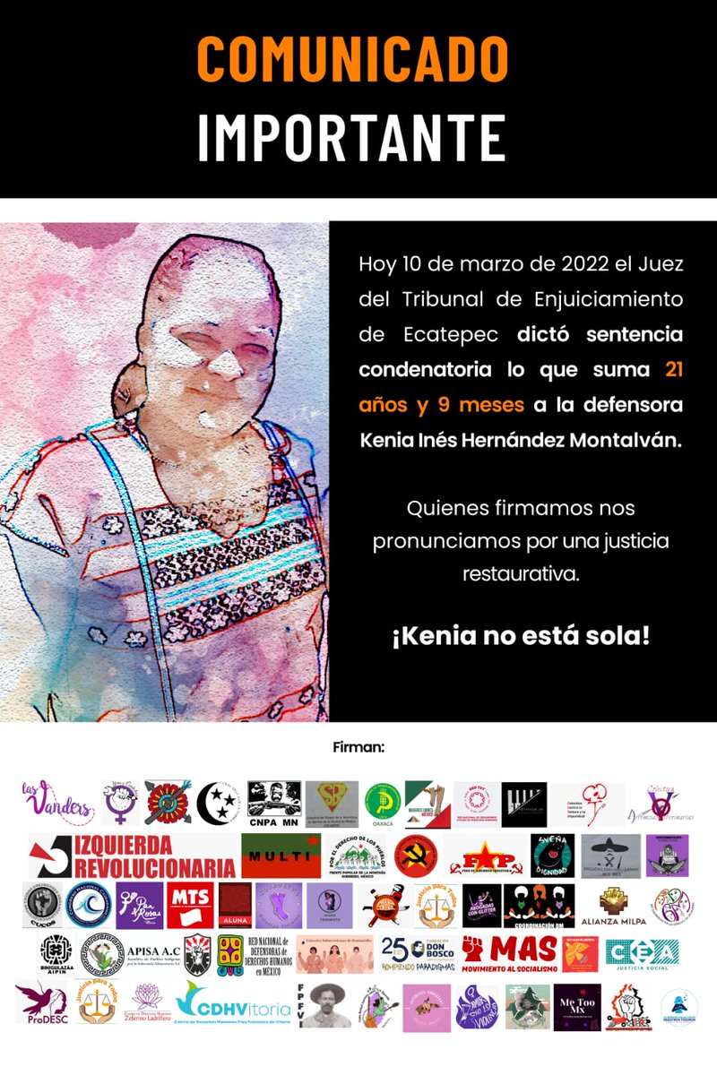 cdhzloficial's tweet photo. 2da Sentencia condenatoria a la defensora #KeniaHernández

@CAPUFE, @Aleatica_Mx, entre otras, insisten en la prisión para la #ProtestaSocial 

Mayor Indormación: https://t.co/m5sEiRg6rv

@A_Encinas_R @RicardoMeb @FGRMexico @CNDH @PJEdomex @SCJN @FiscaliaEdomex @SEGOB_mx https://t.co/PgmjlhSaIt
