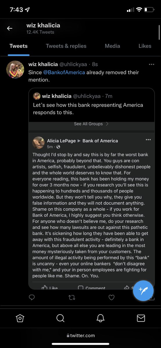 uhlickyaa's tweet photo. @BankofAmerica me again - still no help. Lol absolutely ridiculous. I’m sure @Chase @CapitalOne @Citibank @GoldmanSachs just find this stuff comical. You guys are the worst &amp; every other bank should laugh at you. https://t.co/N2H3QhUK9F
