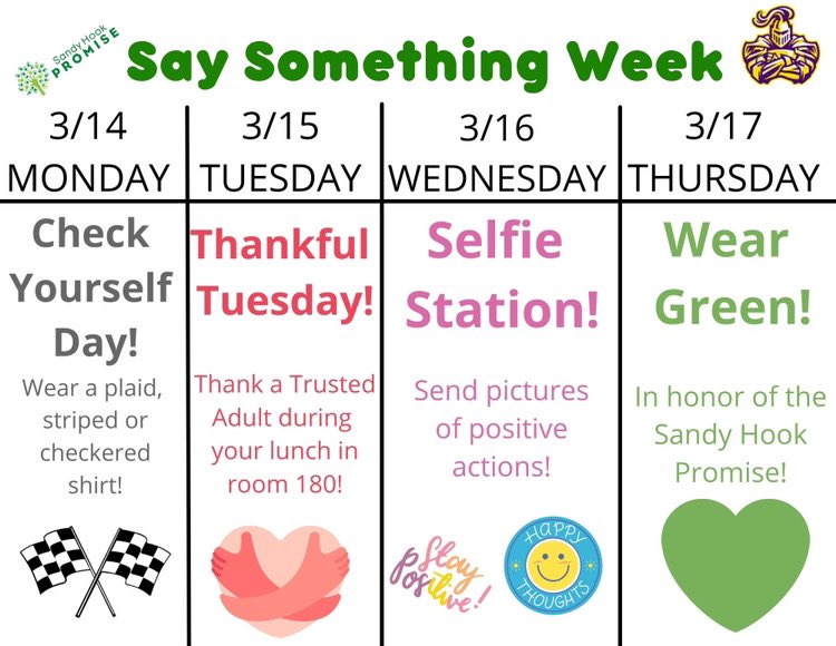 Join us next week for #saysomethingweek 💚 <a href="/sphsactivities/">SPHS ACTIVITIES</a>