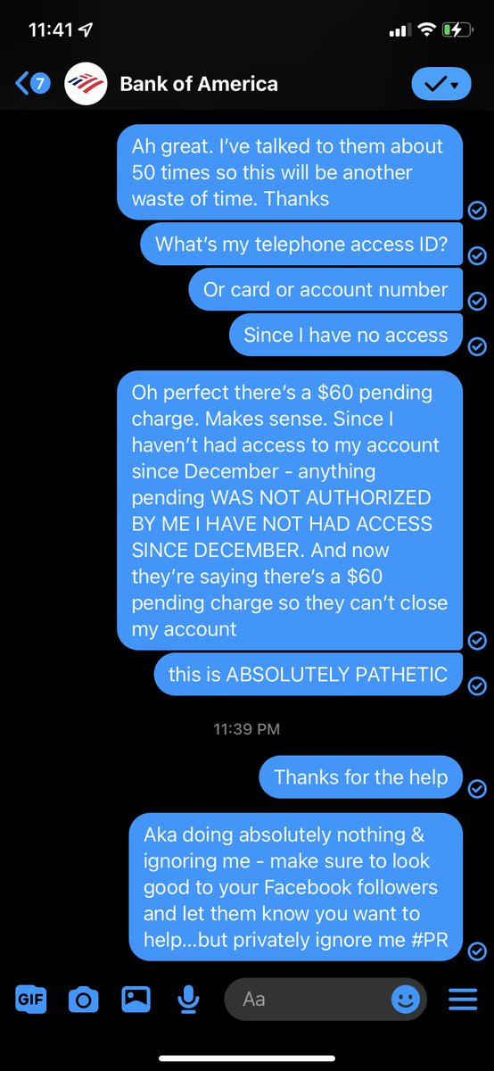 uhlickyaa's tweet photo. @BankofAmerica me again - still no help. Lol absolutely ridiculous. I’m sure @Chase @CapitalOne @Citibank @GoldmanSachs just find this stuff comical. You guys are the worst &amp; every other bank should laugh at you. https://t.co/N2H3QhUK9F