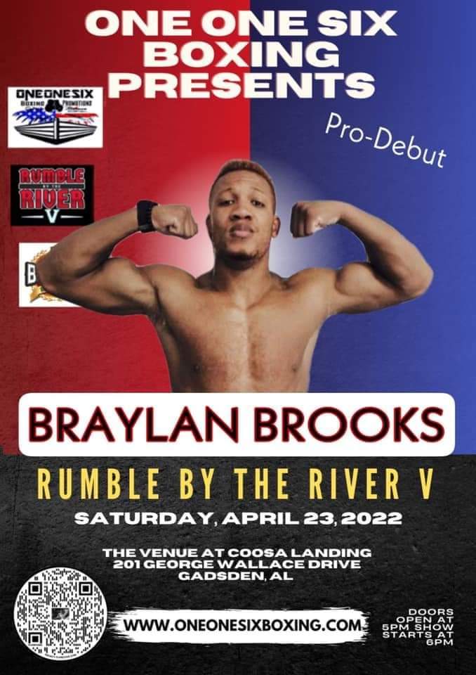BLACKPROSONLINE's tweet image. Pro-Debut on a One One Six Card! 
Rumble by the River V
April 23, 2022
The Venue at Coosa Landing
Braylan Da&apos;Vante Brooks will be making his Pro Debut!
Get tickets here!!‼️‼️‼️👇🏻👇🏻👇🏻

eventbrite.com/e/rumble-by-th…