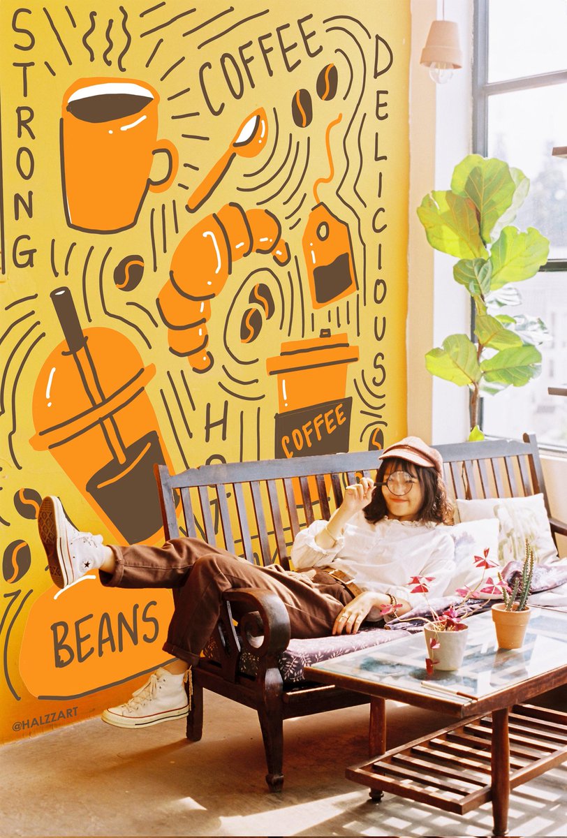 halzzart's tweet photo. Wall Art for a Coffee Shop!
.
.
#concept #mural #CoffeeTime #wallart #graphicdesign #egd #cafe https://t.co/Dac1eqnxgY