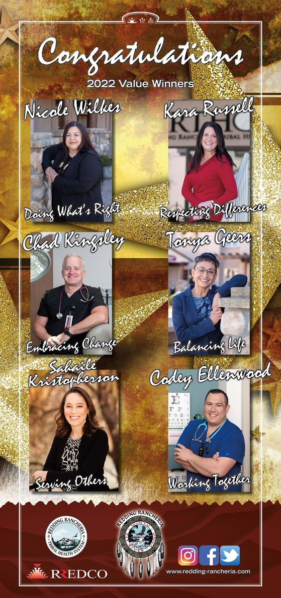 RRancheria's tweet photo. Meet our 2022 Value Winners! These amazing members of our Redding Rancheria family are living examples of our six guiding values. Congratulations!
#reddingrancheria #proudtoplayourpart #guidingvalues #NativeTwitter https://t.co/uPvyVKATnW