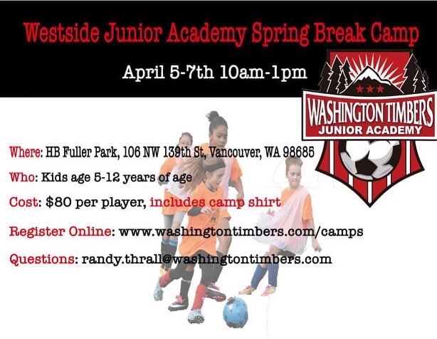 ColumbiaPremier's tweet photo. We’re spreading the love and hosting a Spring Camp in the Salmon Creek area for the 1st time. https://t.co/CCfEnDU2ks https://t.co/9Zo4N8XKwO