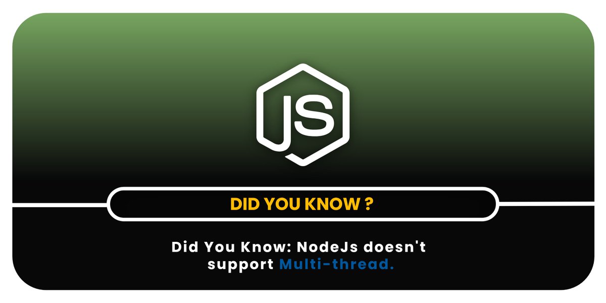 w3villa_tech's tweet image. Did you know NodeJs work on single thread. it doesn't support multi-thread.
#w3villatechnology #technology #Business #DidYouKnow #nodejs