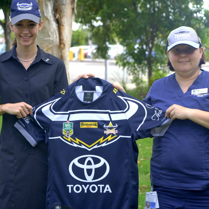 TUH staff Lucinda + Casie will join frontline health and emergency workers in a guard of honour today when the @NQCowboys run out on the field for the first 2022 home game. We’re sure our health heroes will be sitting back and relaxing this arvo, watching Cowboys bring home a win