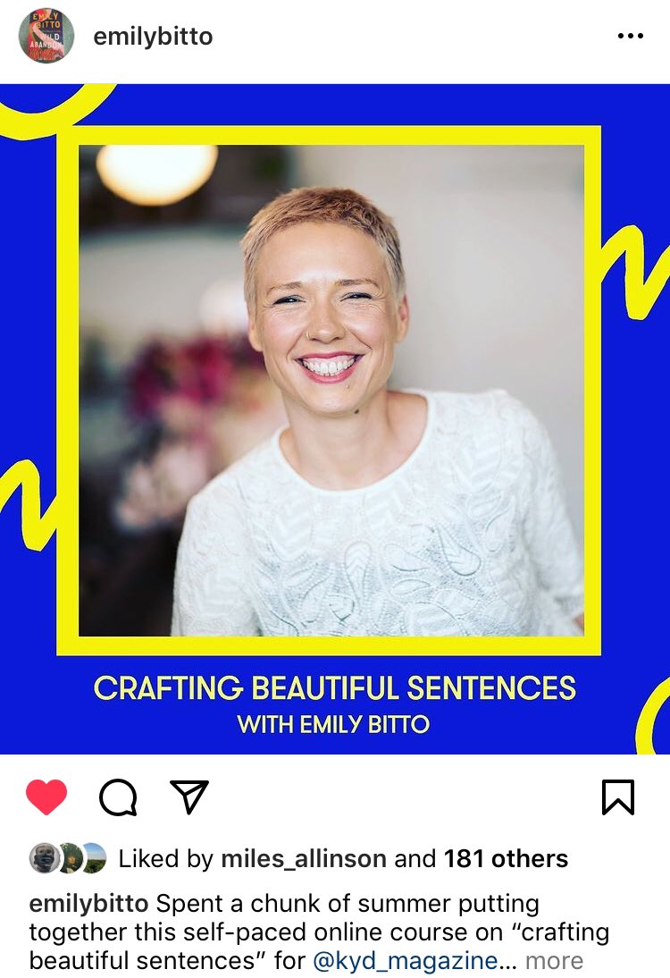 AmyTinderbox's tweet photo. Part 1 of online writing class with @emilybitto c/o @kyd_magazine Crafting Beautiful Sentences. Yes please, and beautiful day in the garden too! #writing #learning #wadawurrungcountry https://t.co/86lWBFpqU7