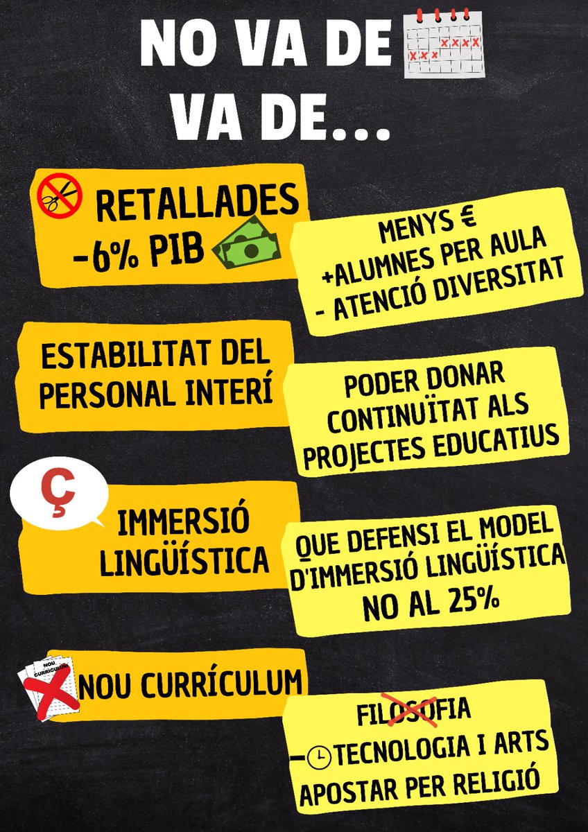 No sóc mestre ni professor, però sóc pare i el meu fill ha patit totes les retallades i reformes d'ensenyament.
Jo faig costat a la #vagaeducació.
Ja n'hi ha prou!
#Cambraydimissió