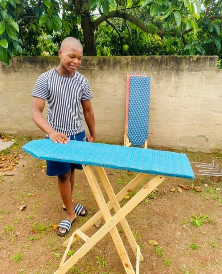 Meet 17 year-old, Mpendulo Zulu from Umlazi in Durban. He makes Wooden Ironing Boards at his granny's backyard. 

They go for R350 and delivery is free around Umlazi.