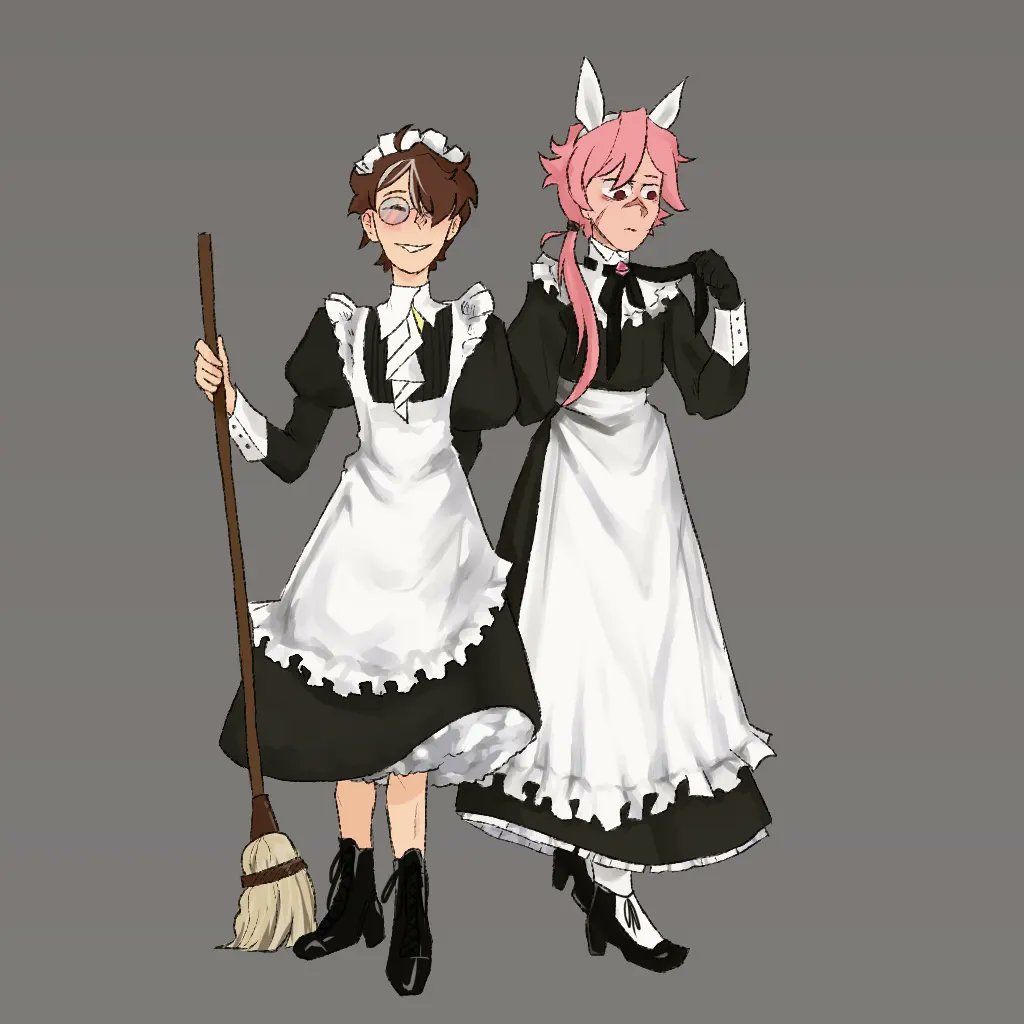 PawnTik's tweet photo. There's just something about this🤔.
But I can't put my finger on it...
A yes MAIDS😏
.
.
#technobladefanart #wilbursootfanart  #wilbursoot #techno #technoblade #wilburandtechno #digitalart #wilbur #wilburfanart #technofanart #sketch #sketchbook #art https://t.co/YYV8uAd4Pp