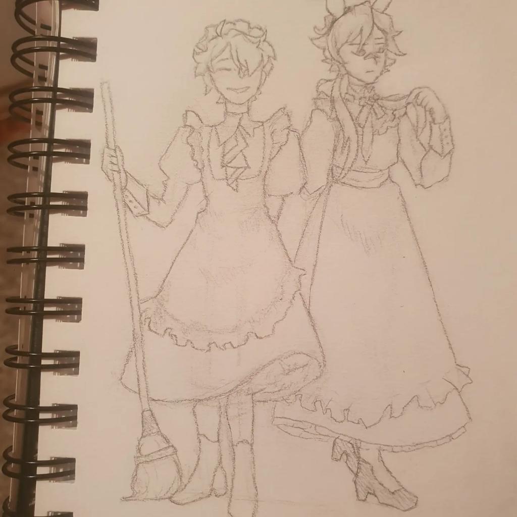 PawnTik's tweet photo. There's just something about this🤔.
But I can't put my finger on it...
A yes MAIDS😏
.
.
#technobladefanart #wilbursootfanart  #wilbursoot #techno #technoblade #wilburandtechno #digitalart #wilbur #wilburfanart #technofanart #sketch #sketchbook #art https://t.co/YYV8uAd4Pp