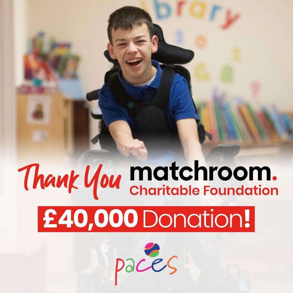 wearePaces's tweet photo. We are absolutely thrilled that The Matchroom Sport Charitable Foundation has donated £40,000 to our #NewHomeForPaces appeal💗
Thank you so much 😊
#NewHomeForPaces #AmazingSupporters https://t.co/DYXRkjHxfO