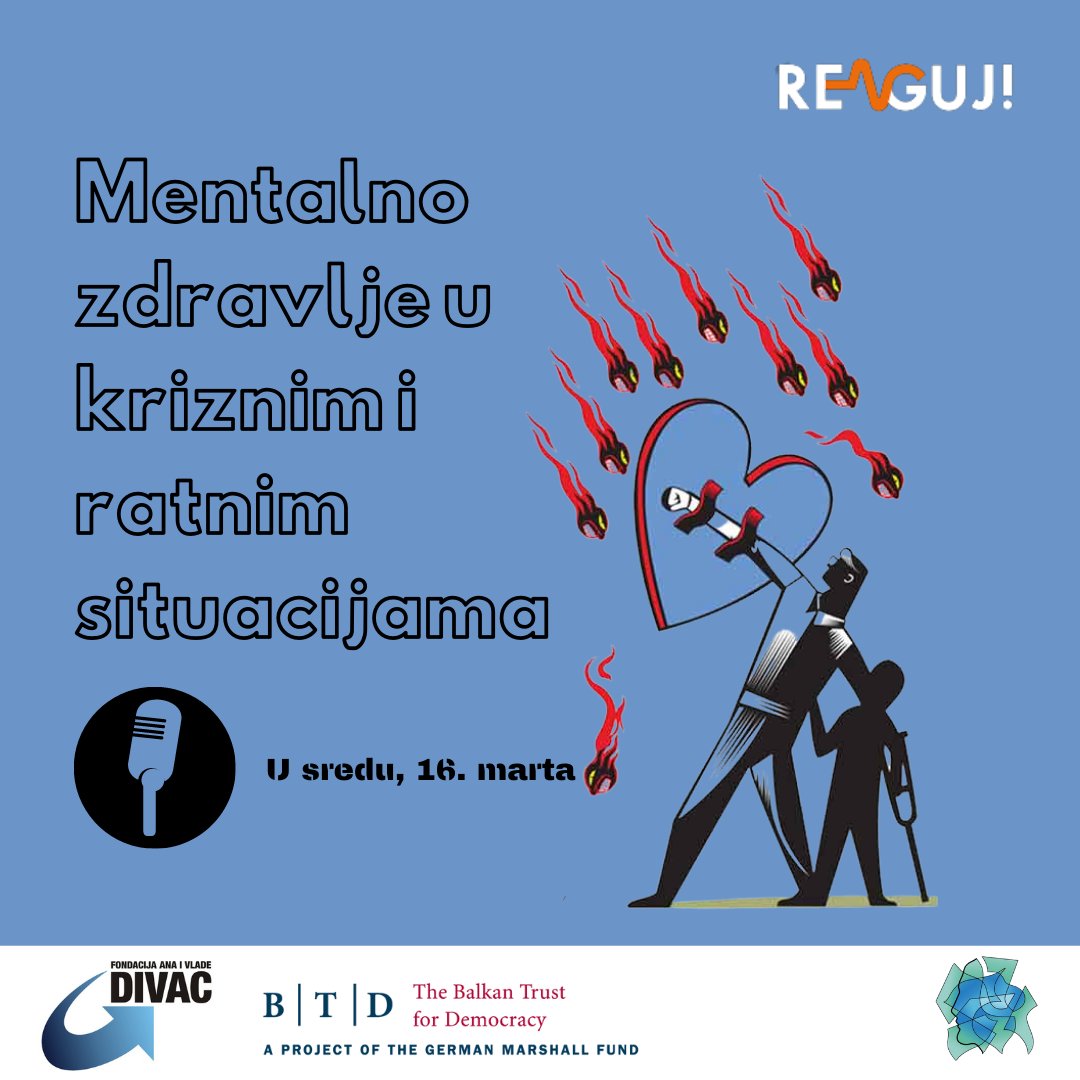 MentalHub (@mental_hub_ns) on Twitter photo Prvi u nizu podkasta na temu "Mentalno zdravlje u kriznim i ratnim uslovima" biće emitovan u sredu, 16. marta.
Zajedno za bolju brigu o mentalnom zdravlju! Reaguj!💪 <a href="/NDNV/">NDNV</a>
<a href="/FondacijaDivac/">Fondacija Divac</a>
<a href="/BalkanTrust/">Balkan Trust for Democracy</a> Prvi u nizu podkasta na temu "Mentalno zdravlje u kriznim i ratnim uslovima" biće emitovan u sredu, 16. marta.
Zajedno za bolju brigu o mentalnom zdravlju! Reaguj!💪 <a href="/NDNV/">NDNV</a>
<a href="/FondacijaDivac/">Fondacija Divac</a>
<a href="/BalkanTrust/">Balkan Trust for Democracy</a>