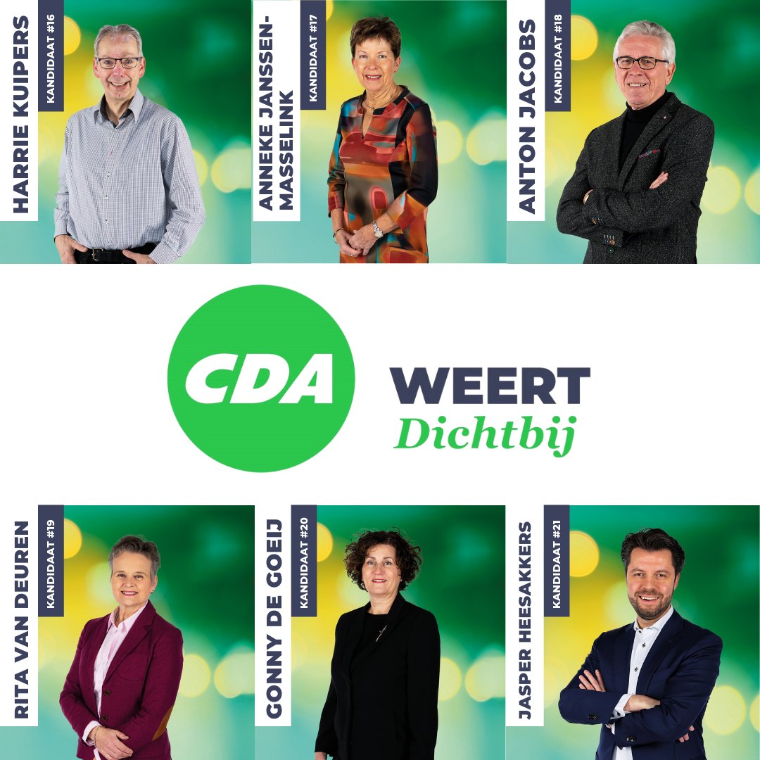 💚 Niemand weet beter wat jouw wijk nodig heeft dan de buurtbewoners zelf.

Bekijk welke kandidaten van CDA Weert uit jouw wijk komen en stem 14, 15 en 16 maart op een CDA kandidaat uit jouw buurt!

cda.nl/limburg/weert/…

#CDAWeertDichtbij #Gemeenteraadsverkiezingen #GR2022