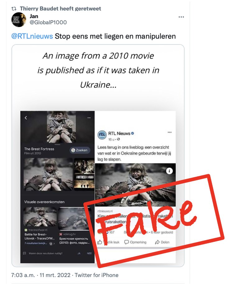 Baudet verspreidt vervalst screenshot, zogenaamd van RTL Nieuws: de foto uit de speelfilm is over de oorspronkelijke foto in de FB-post van RTL geplakt. Factcheck: factchecknederland.afp.com/doc.afp.com.32…