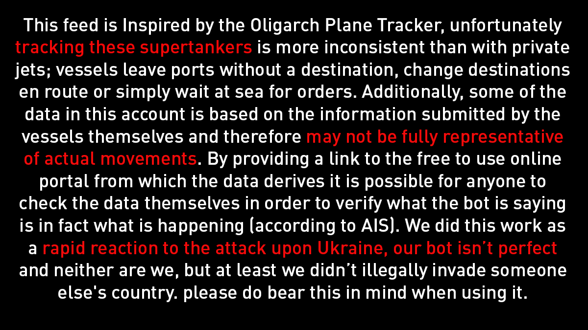 Welcome to the #RussianTankerTracker bot!
👇👇👇