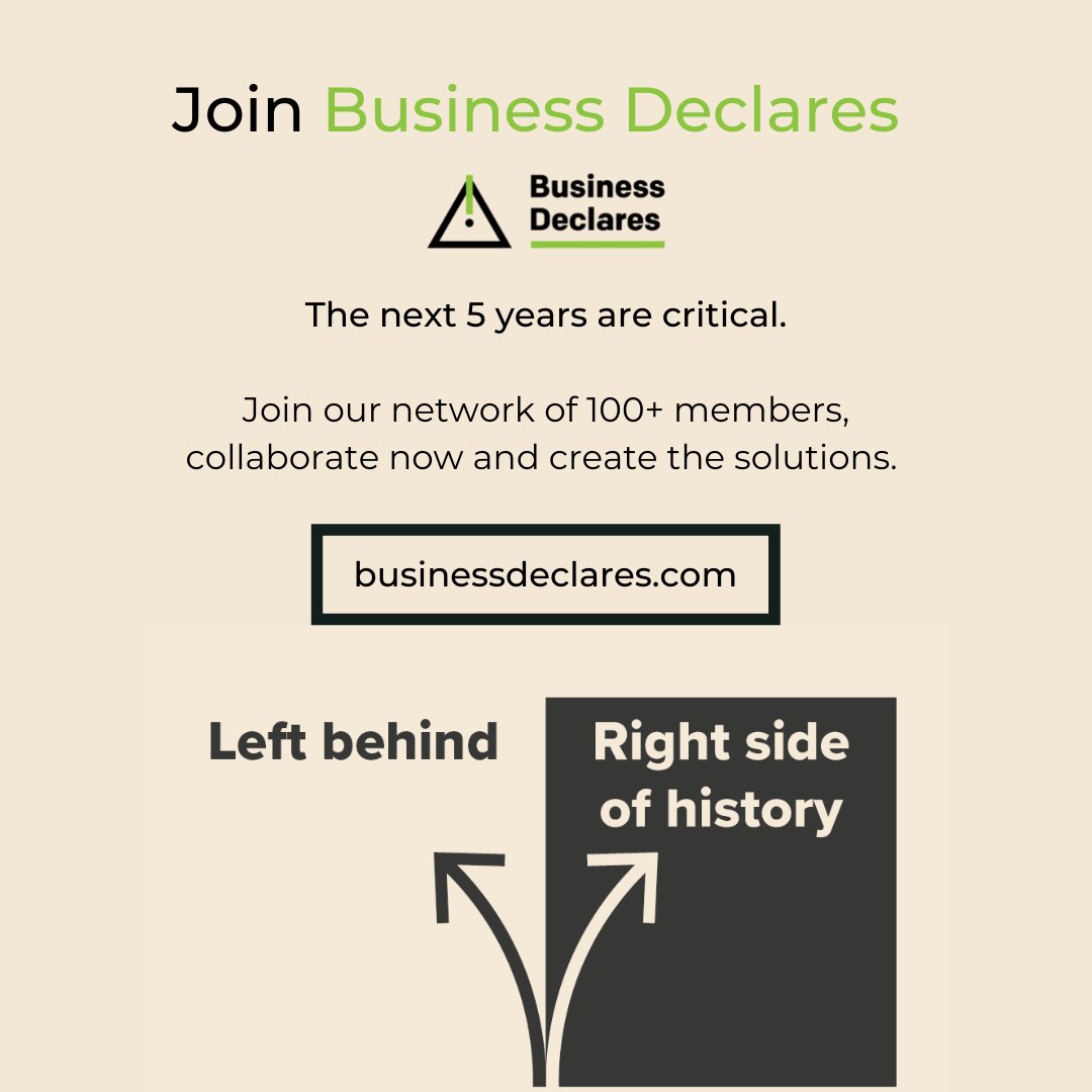 hlcchampions's tweet image. The next five years are critical‼️🌏

Join a network of 100+ members - collaborate now and help create the solutions needed.

Apply to become a member of @BizDeclares. Check out their website to find out more: businessdeclares.com

#businessdeclares #climateemergency