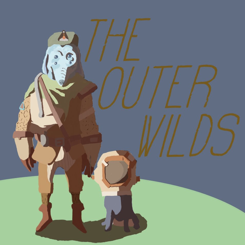 Yup, I fixed my <a href="/SovietWomble/">ZF SovietWomble</a> playing the #outerwilds drawing I couldn't leave It alone and I think this looks way better. When in doubt go lineless I guess.