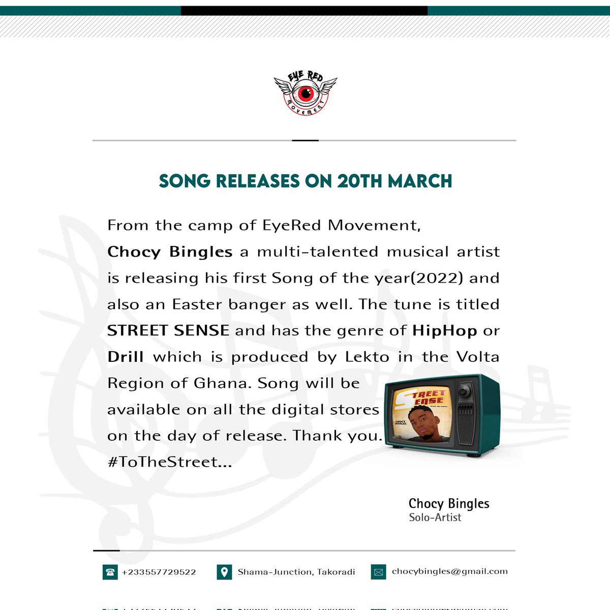 ChocyBingles's tweet photo. 🚨🚨🚨 BIG Announcement🔔
°°°New Music ALERTS !!!
#EyeRedMovement #ToTheStreet🔥 https://t.co/5IMTUY6X17