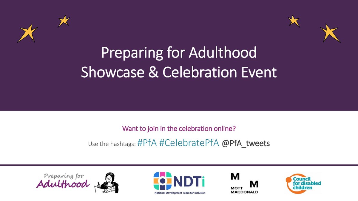 Today as we #CelebratePfA, our agenda is packed with the fantastic things that are going on around the country to support young people with additional needs to have a good life! preparingforadulthood.org.uk/SiteAssets/Fil… #PfA