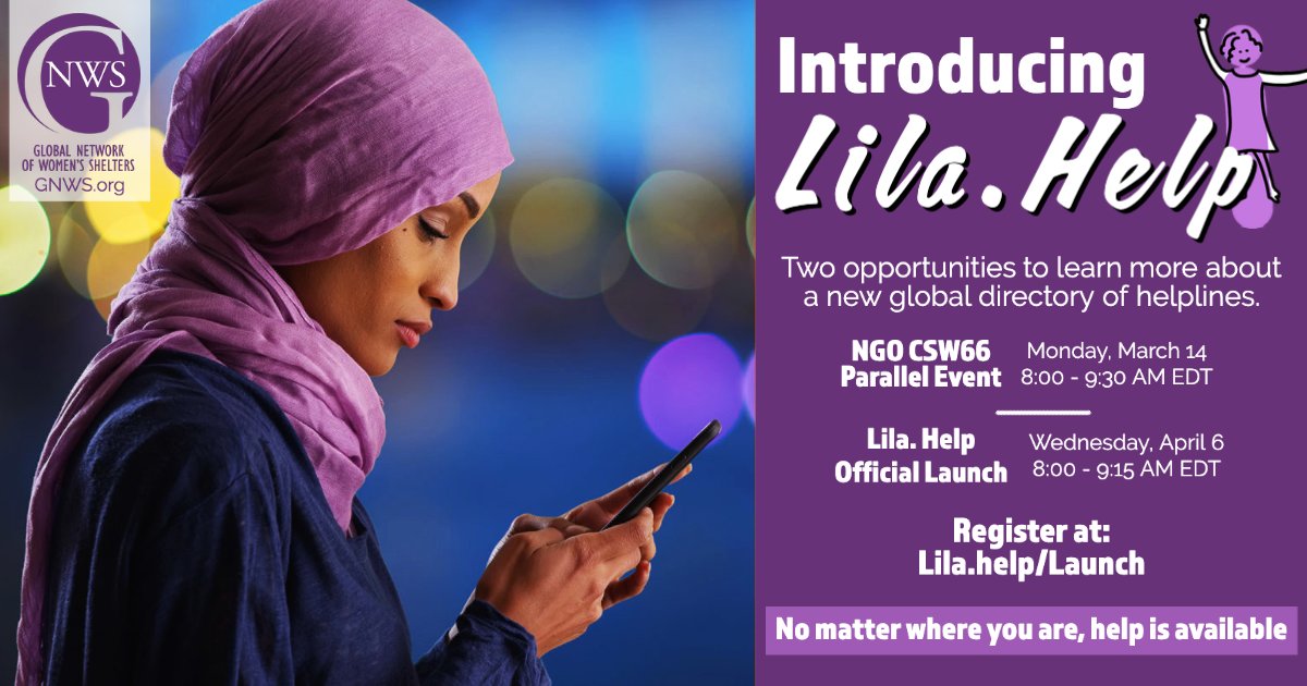 genderplatform's tweet photo. 📞Monday: Side Event - Worldwide Women’s Helplines Project: Where We Are. Since #COVID19, calls to #womensshelters have increased. @WomensShelters helps women #globally🌏 through the #LilaHelp directory.

⏰ 14 March, 8:00 AM EST
✍ Register https://t.co/IpBR6J9CAf https://t.co/R0Cxqj1b5h