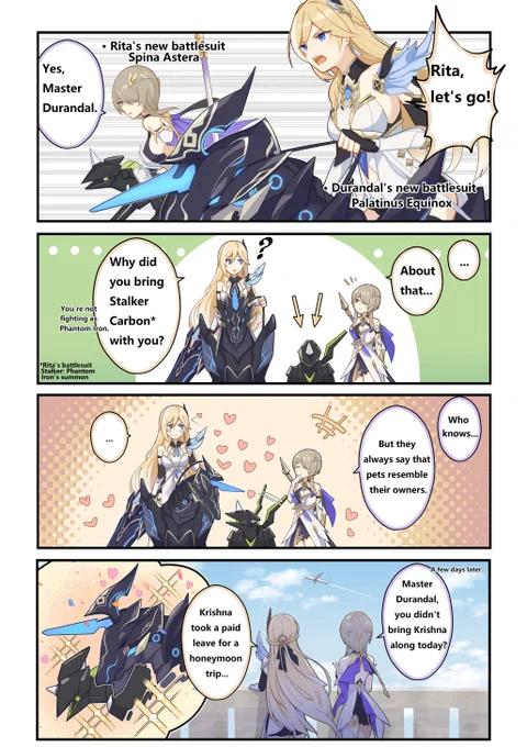 But they always say that pets resemble their owners.
Kudos to Captain  @skgl_thx for the amazing fanwork!

#HonkaiImpact3rd 