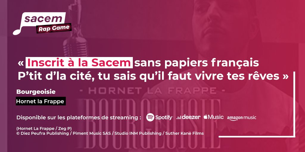 sacem's tweet photo. Comme tu l’as remarqué #HornetLaFrappe, la Sacem représente un répertoire international : 22 000 de nos membres sont de 174 nationalités 🌍 Découvrez de nouveaux titres dans notre playlist #SacemRapGame ⤵️
https://t.co/pmClndhIax https://t.co/3nvxtpC67V